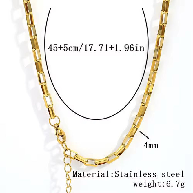 RC 67 Box Ready made chain 18k Gold PVD plated 316 Stainless steel ( 1 pc ) Anti tarnish ( 4 mm ) with extension