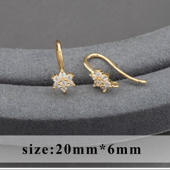 ZS02P Zircon crystal hooks ( 2 pc ) Anti tarnish