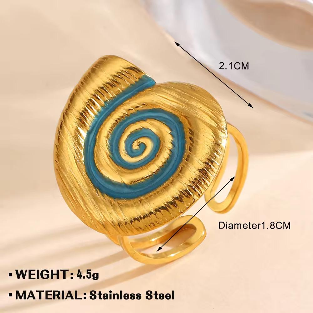 RSJ17C shell chunky enamel ring - 18k Gold PVD plated 316 stainless steel - Anti tarnish