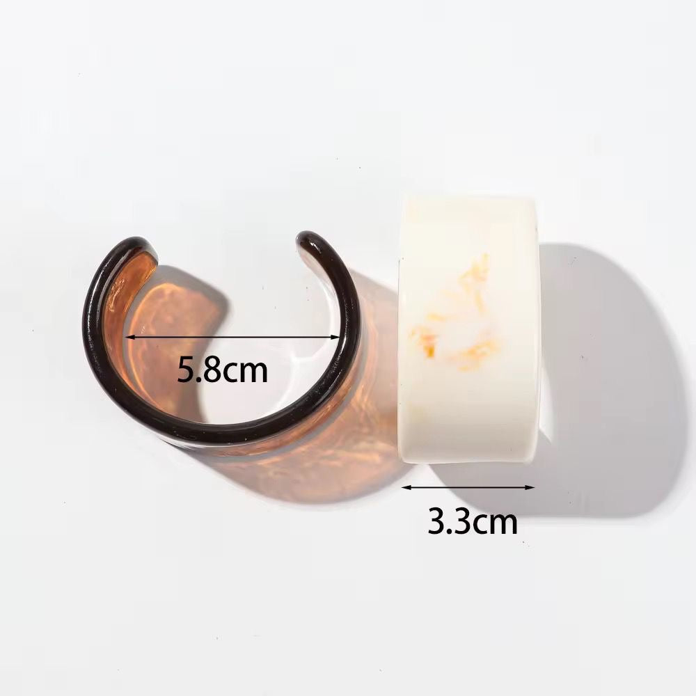 RJ 07 Beige Semi circular Wide Cuff Bracelet - Anti tarnish
