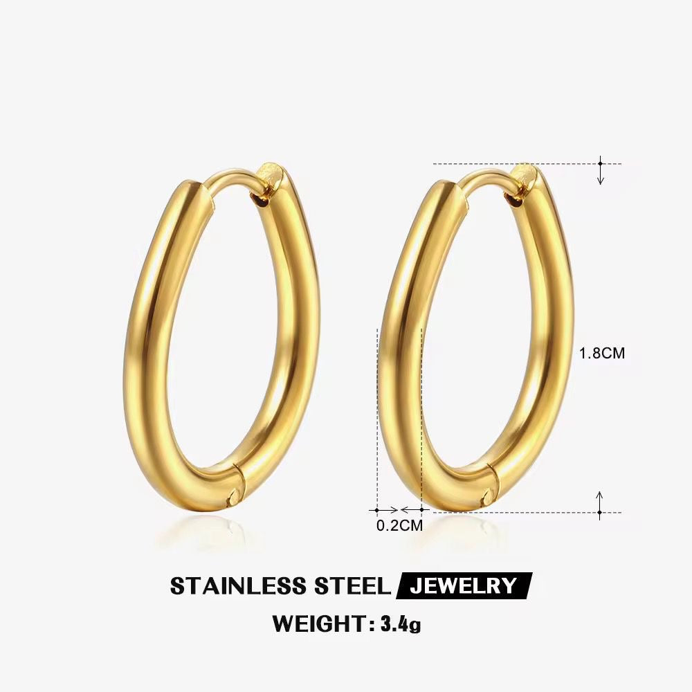 ESJ25D Oval Hoops 18K gold pvd plated