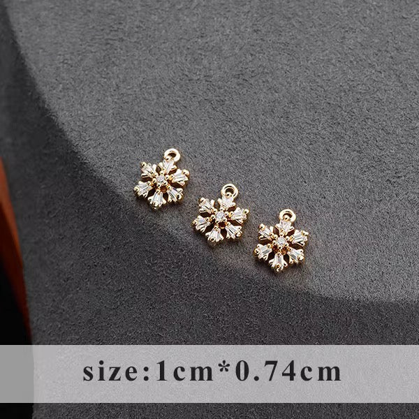 CZ 2370 Tiny snowflake zircon charm 18k gold plated ( 1 pc ) - anti tarnish