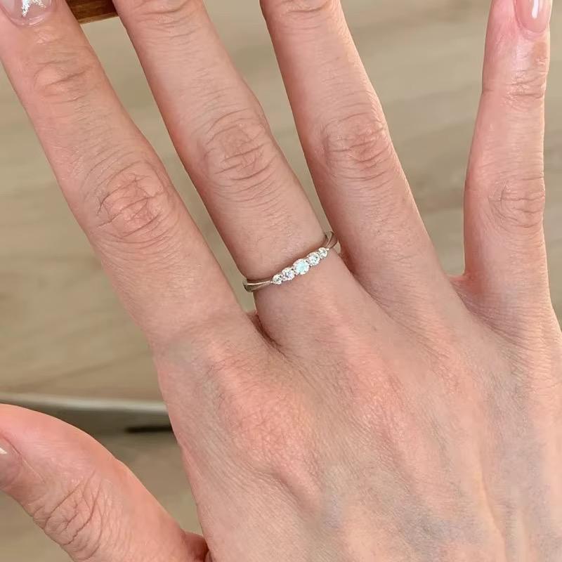 RSJ16D simple stone ring - Sliver 925 PVD plated 316 stainless steel - Anti tarnish