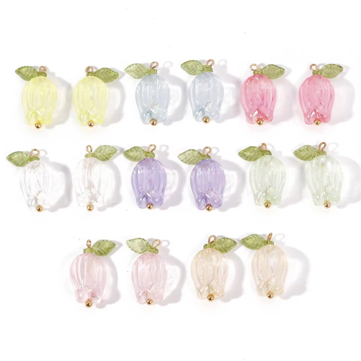 BBB 362 (d) Light Pink Tulip Flower Bead Set ( 1 pc ) UV Plated Acrylic ( 12:22 mm )