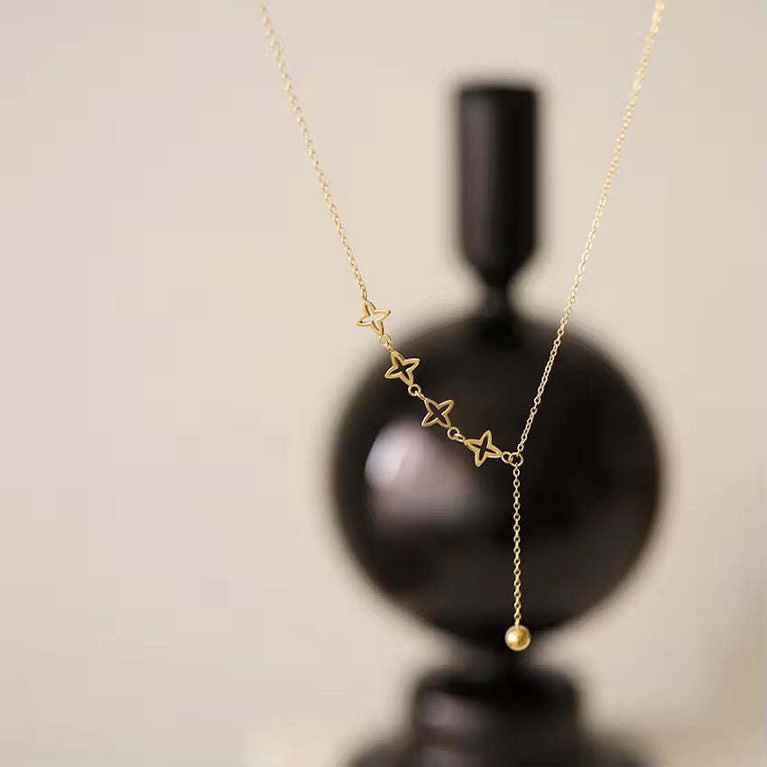 SJ 733 Dainty Patchwork Diamond Necklace - 18k Gold PVD plated stainless steel - Anti tarnish