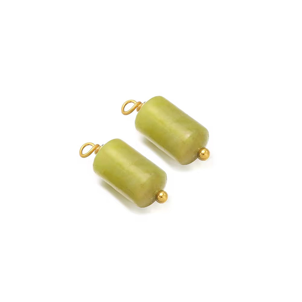 SS 2750 Gemstone Cylinder Pendant 18k Gold plated stainless steel ( 1 pc ) anti tarnish