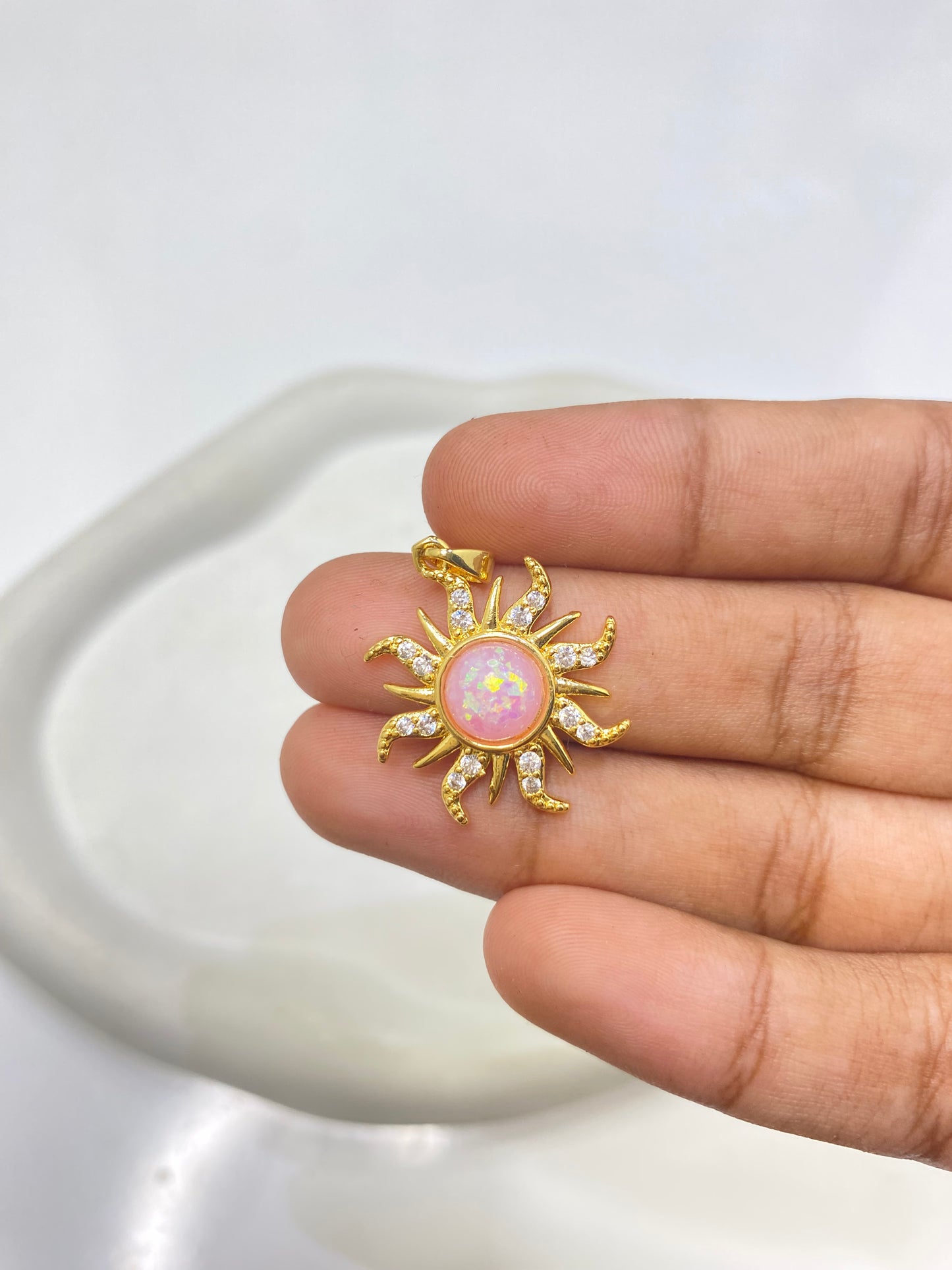 SS 2646 Sun Zircon Pendant CZ gold plated ( 1 pc ) anti tarnish