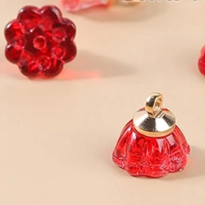 GB 1569 Red lotus glass pendant- per piece