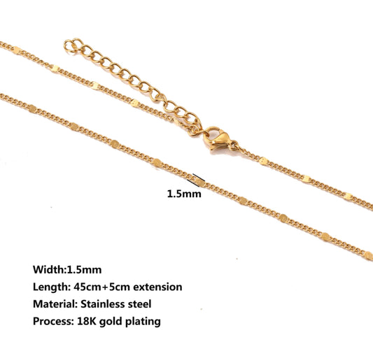 RC 27 gold Stainless steel ready chain with extension ( 1 pc ) Anti tarnish