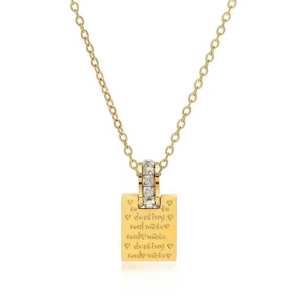 SJ 739 Destiny Letter Zircon Dainty Necklace - 18k Gold PVD plated stainless steel - Anti tarnish