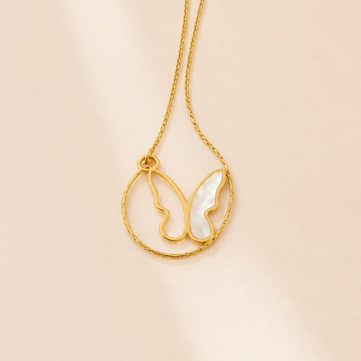NSJ34E Butterfly necklace - 18K Gold PVD plated