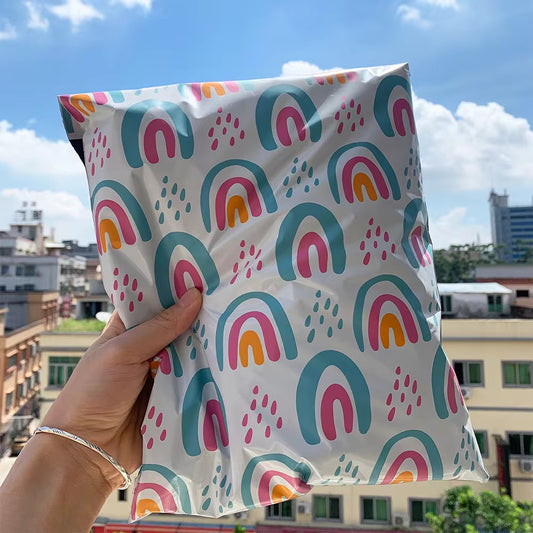 Rainbow Poly Mailer Bag - Waterproof & Double Sided - Designer Premium Packaging ( 10:13 inch )