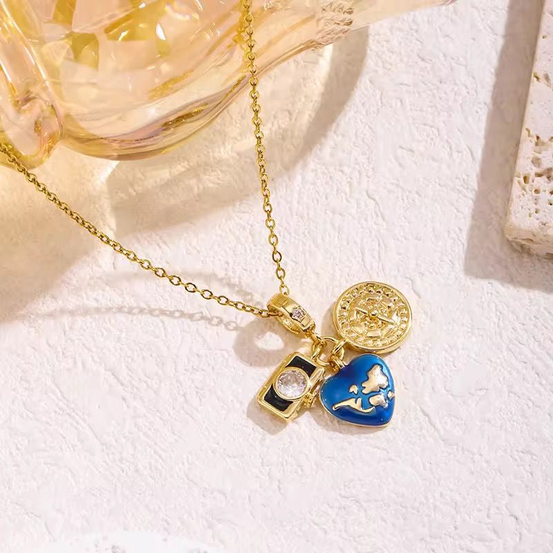 SJ 1061 Multi Charm Zircon Necklace - 18k Gold PVD plated stainless steel - Anti tarnish