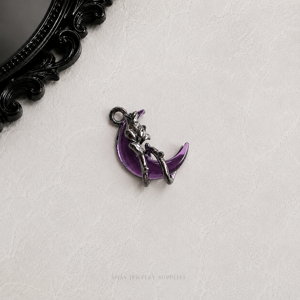 MC02F Purple Crescent Moon Gothic Charm ( 1 pc )