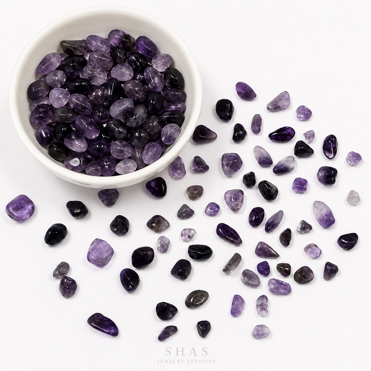 GM01B Amethyst Natural Crystal Gravel Gemstone Bead ( 1 pc ) 5A Quality