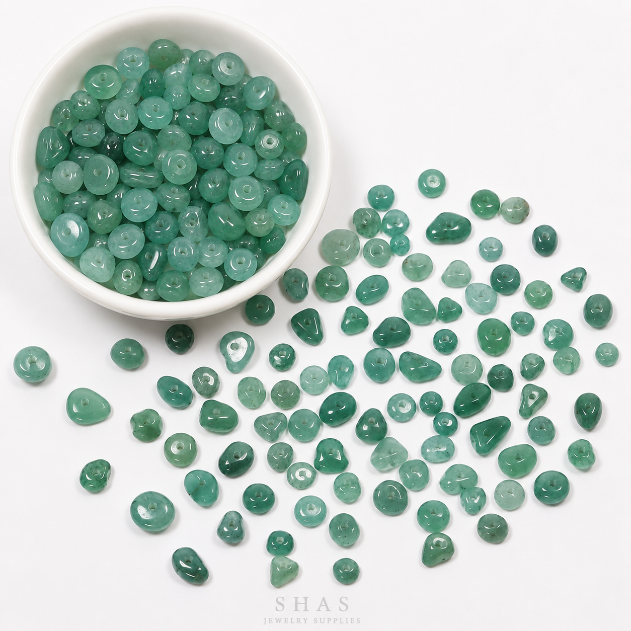 GM01D Aventurine Natural Crystal Gravel Gemstone Bead ( 1 pc ) 5A Quality