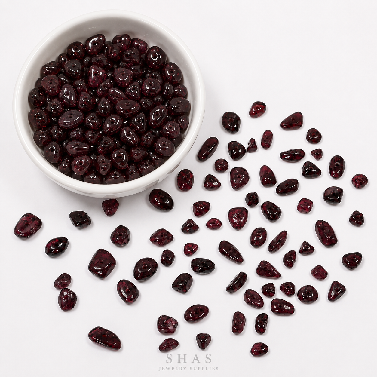 GM01G Garnet Natural Crystal Gravel Gemstone Bead ( 1 pc ) 5A Quality