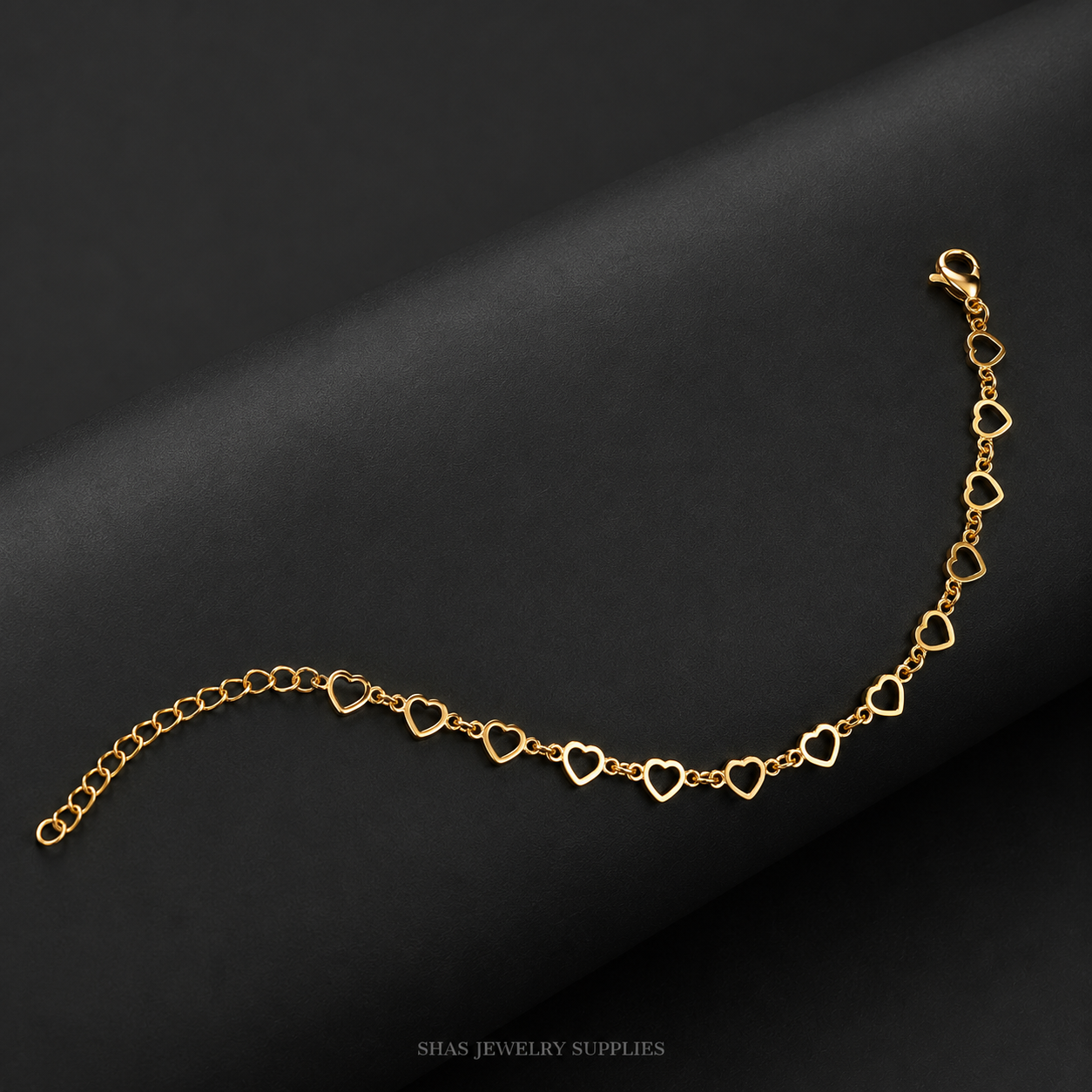 RBS01B Heart Link Chain Bracelet ( 1 pc ) 18k Gold PVD Plated
