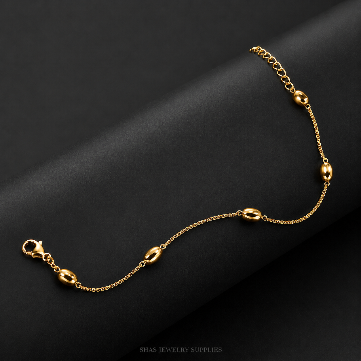 RBS01D Oval Bead Chain Bracelet ( 1 pc ) 18k Gold PVD Plated