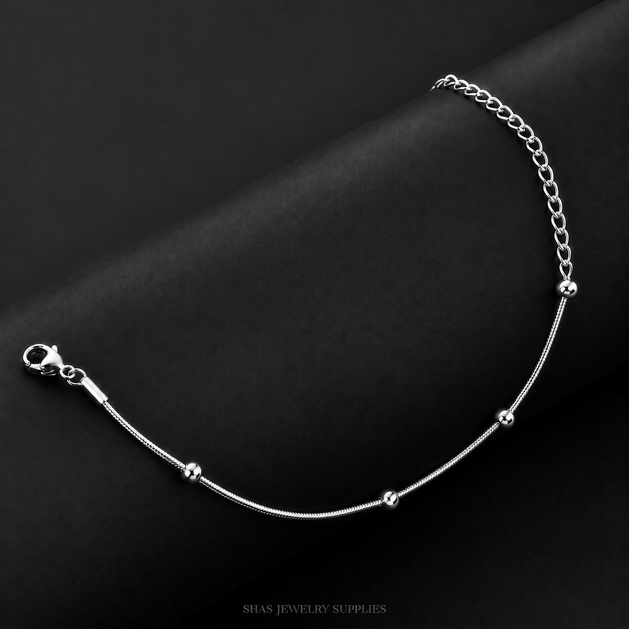 RBS01J Ball Bead Chain Bracelet ( 1 pc ) Silver PVD Plated