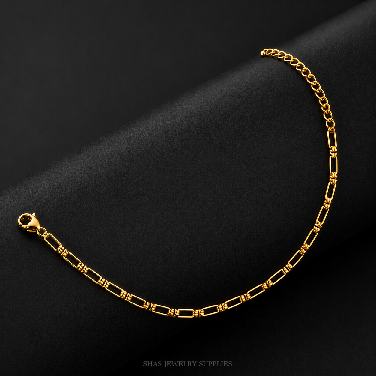 RBS01R Rectangular box Link Chain Bracelet ( 1 pc ) 18k Gold PVD Plated