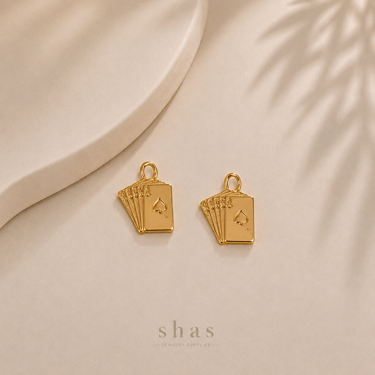 SC18Y Spades Cards Charm ( 1 pc ) 18k Gold PVD