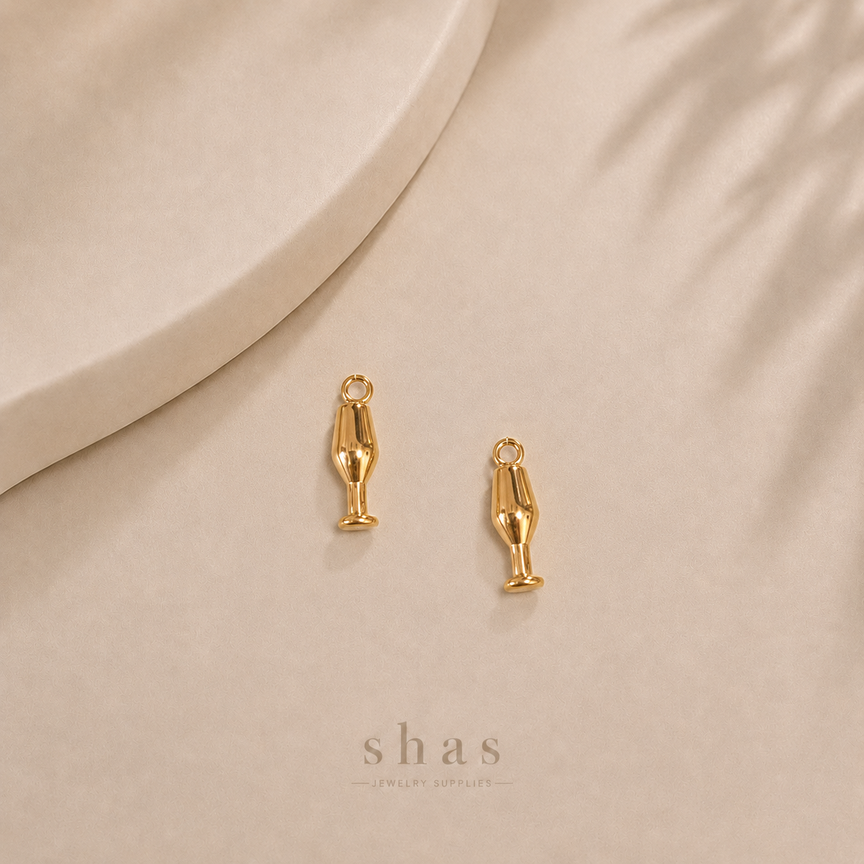 SC19L Champagne Glass Charm ( 1 pc ) 18k Gold PVD