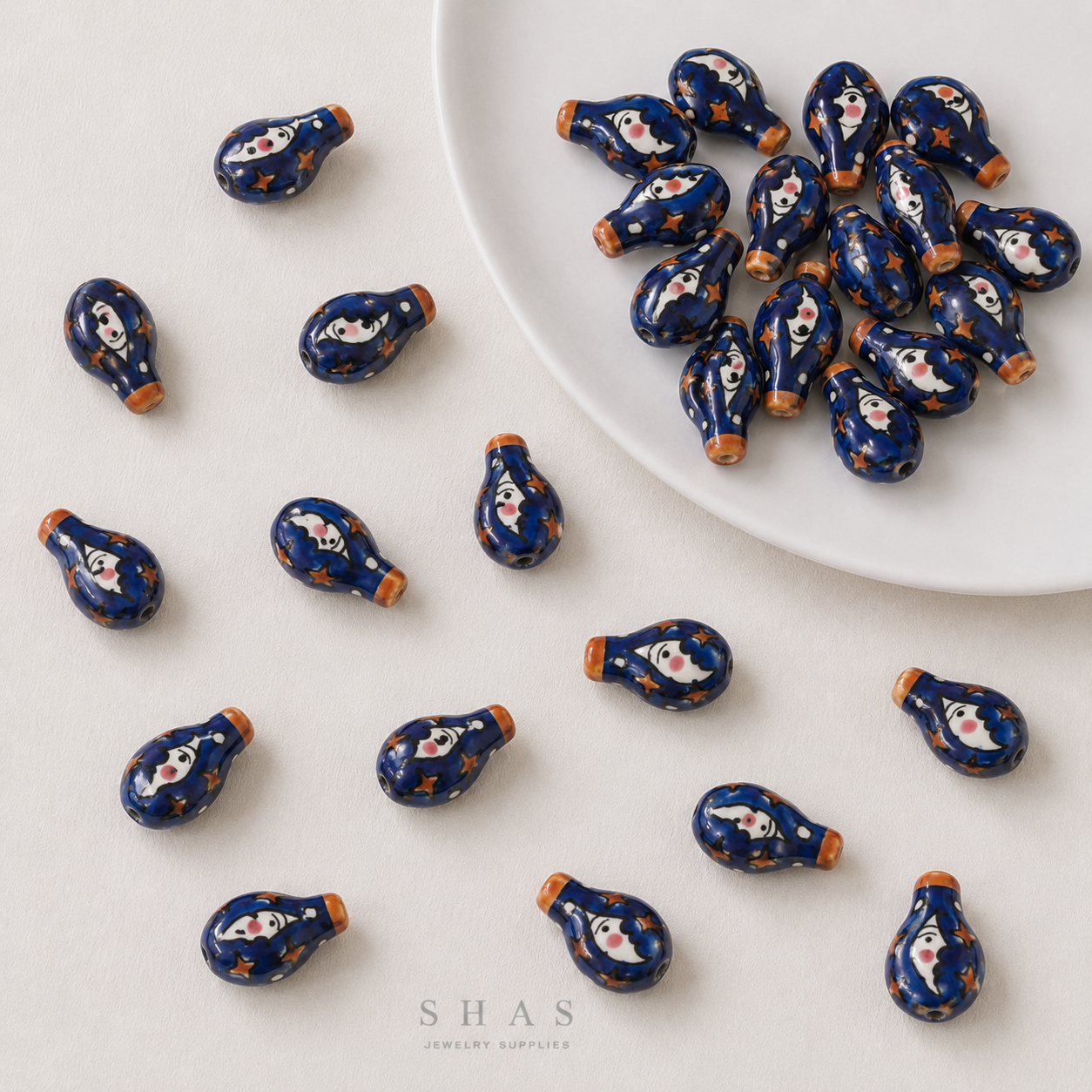 PCB10G Retro Vase Hand-Painted Ceramic Bead ( 1 pc ) Porcelian Ceramic