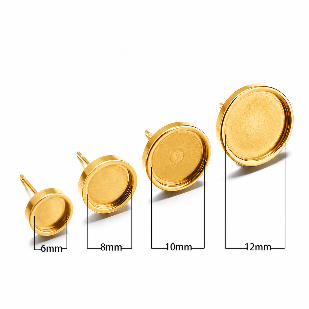 STS44 Chunky Round Stud 18K Gold ( 2 pc ) PVD Plated