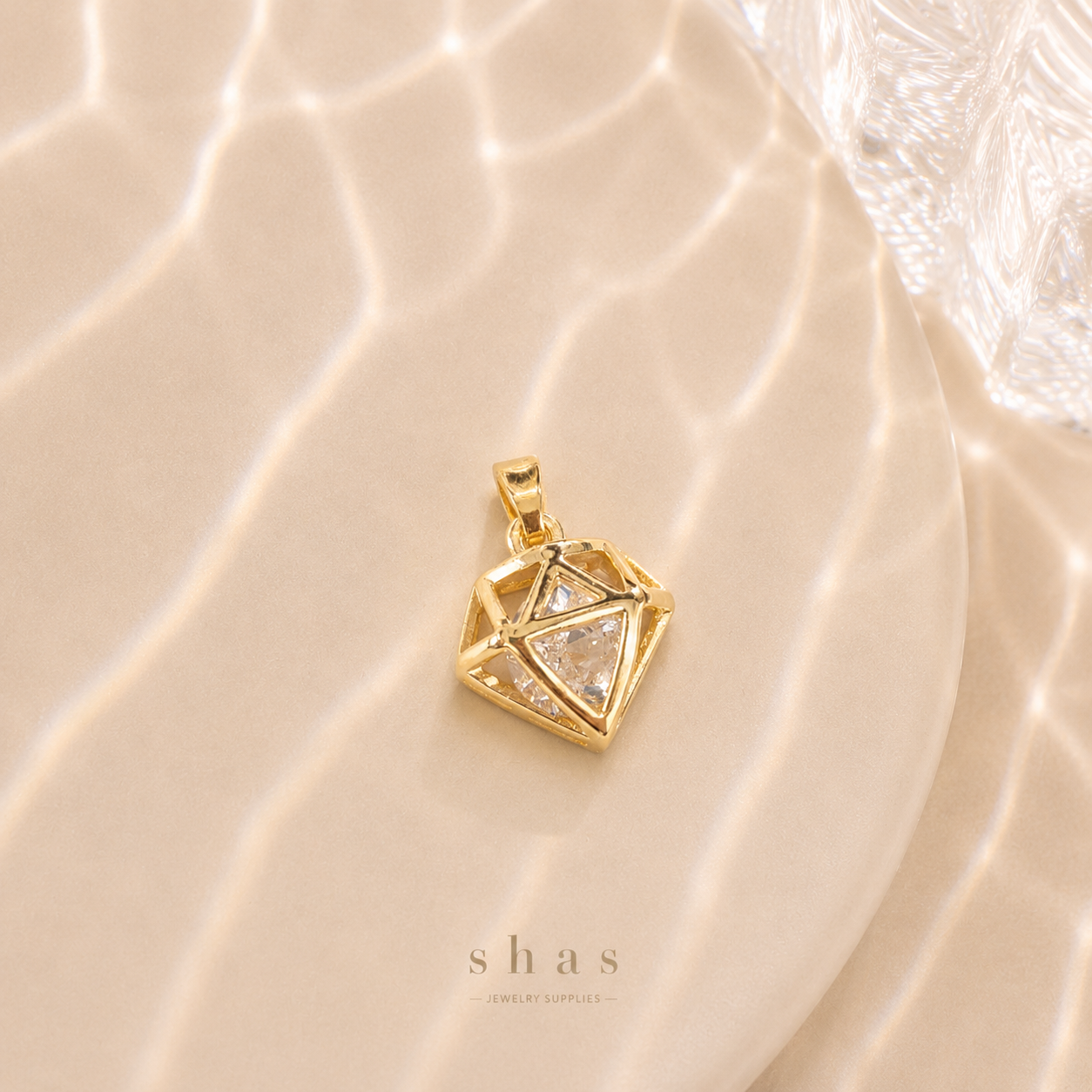 GPC16Y Diamond Pendant Zircon Charm ( 1 PC ) 14k Gold plated