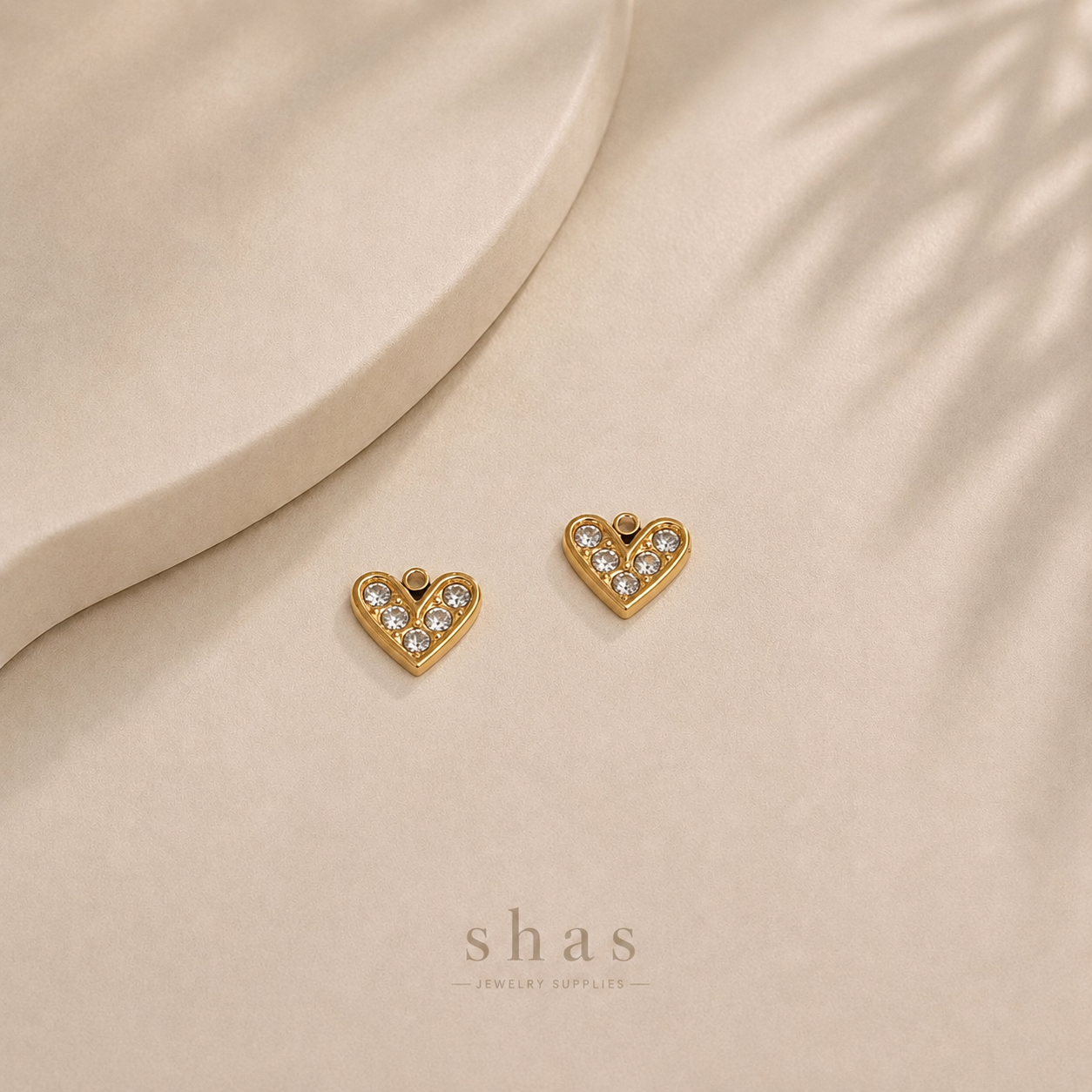SC18C Tiny Heart Zircon Charm ( 1 pc ) 18k Gold PVD