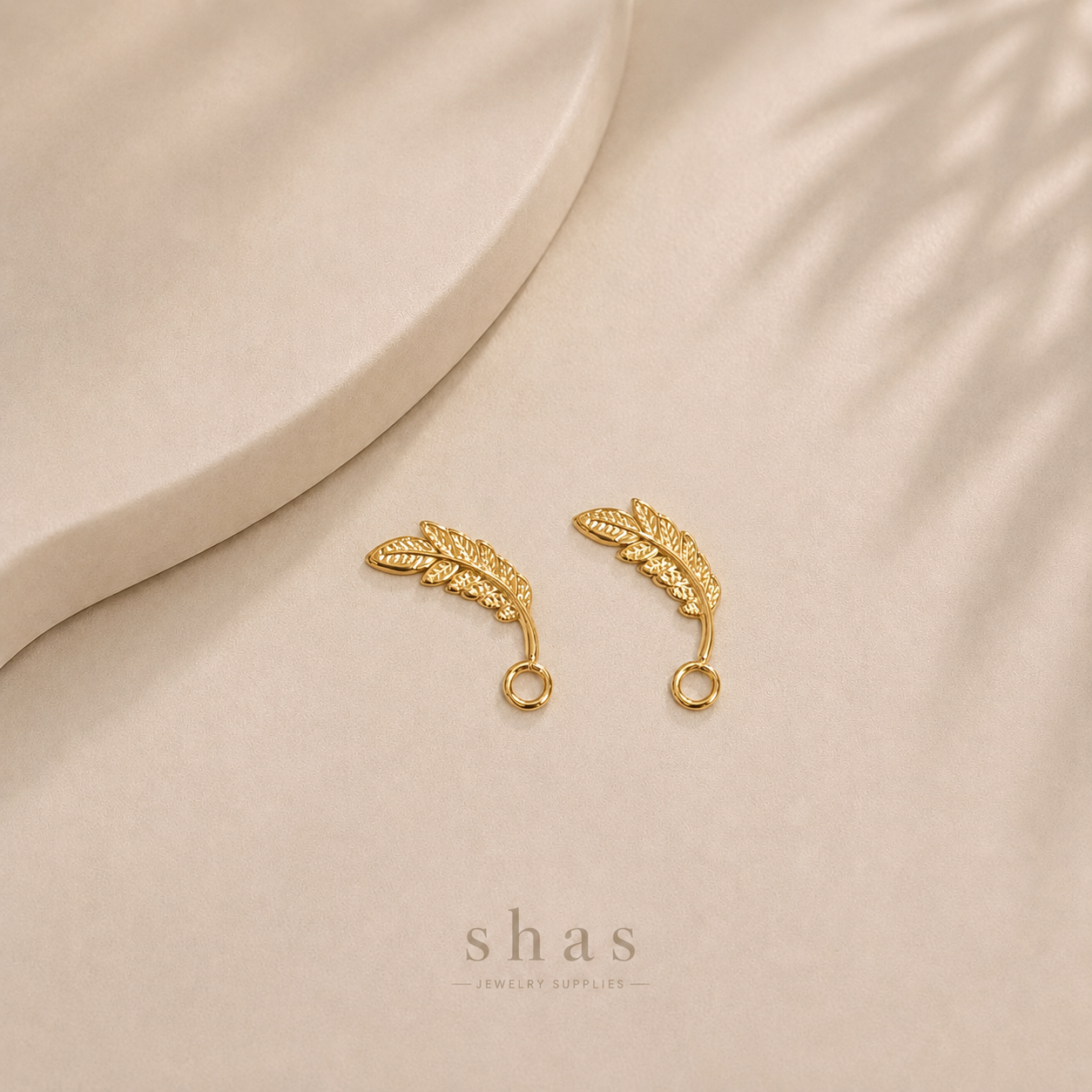 SC18K Feather Charm ( 1 pc ) 18k Gold PVD