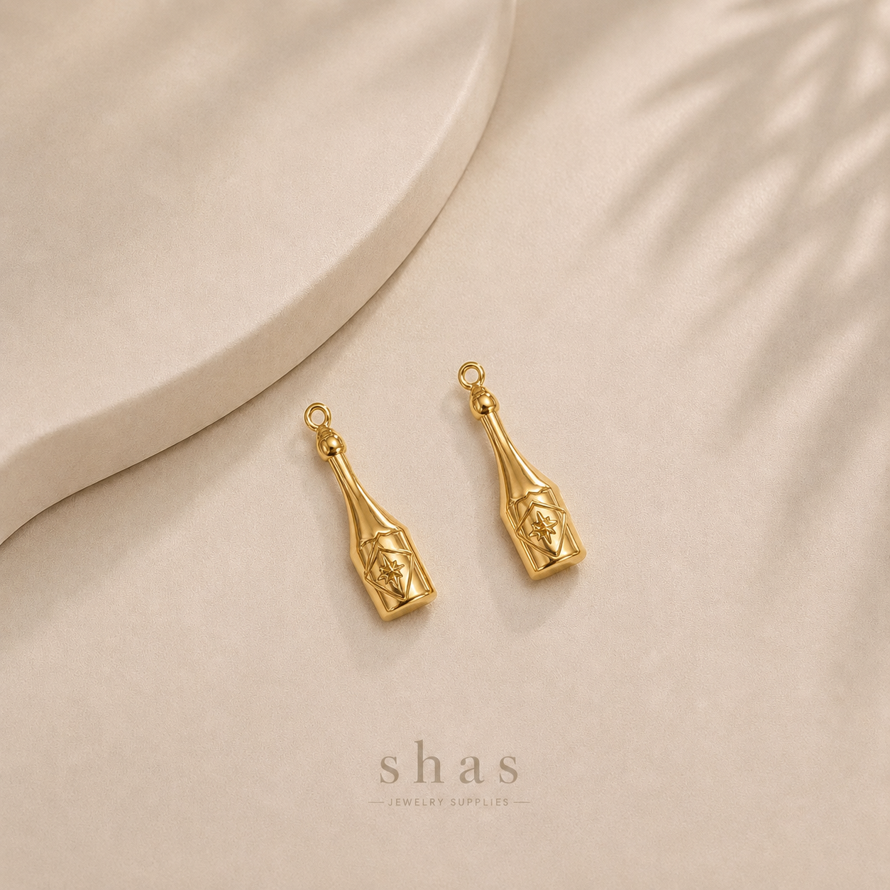 SC18S Champagne Bottle Charm ( 1 pc ) 18k Gold PVD