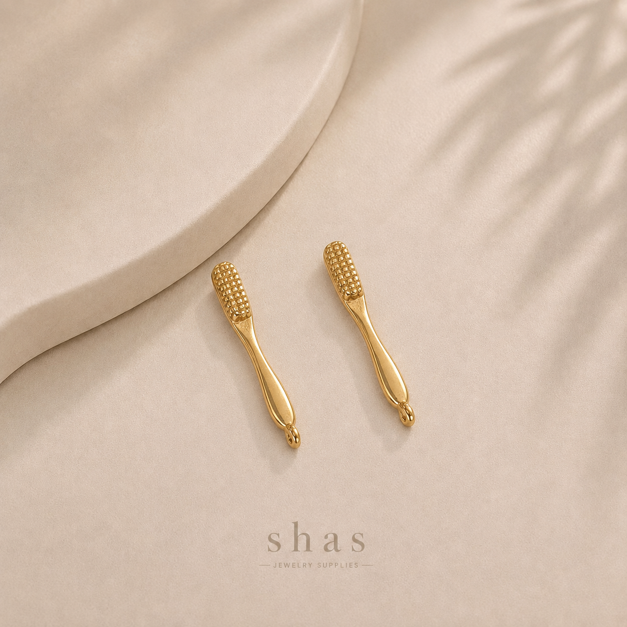 SC18T Tooth Brush Charm ( 1 pc ) 18k Gold PVD