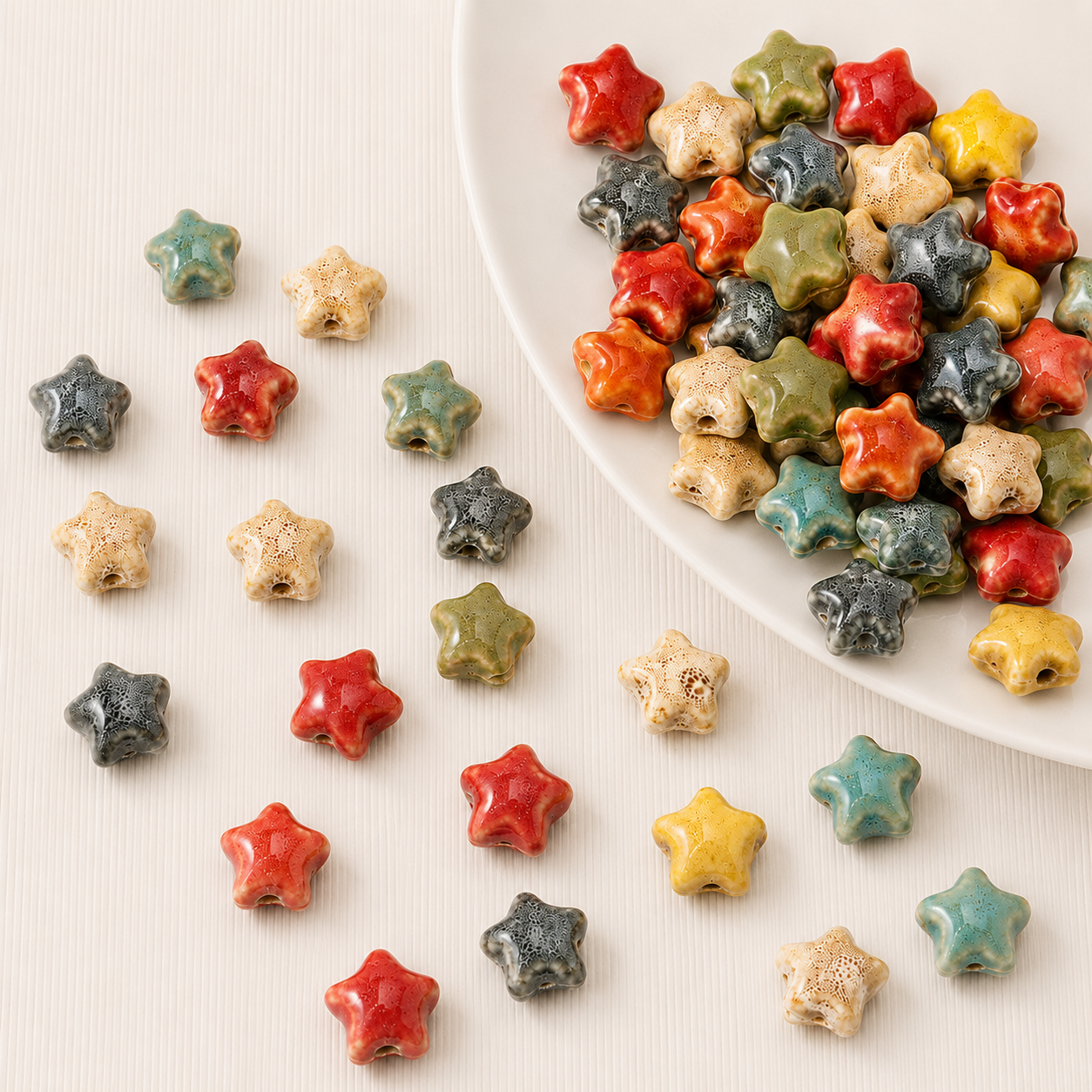 PCB04 Chunky Star Ceramic bead ( 1 pc ) Porcelian Ceramic ( 15 mm )