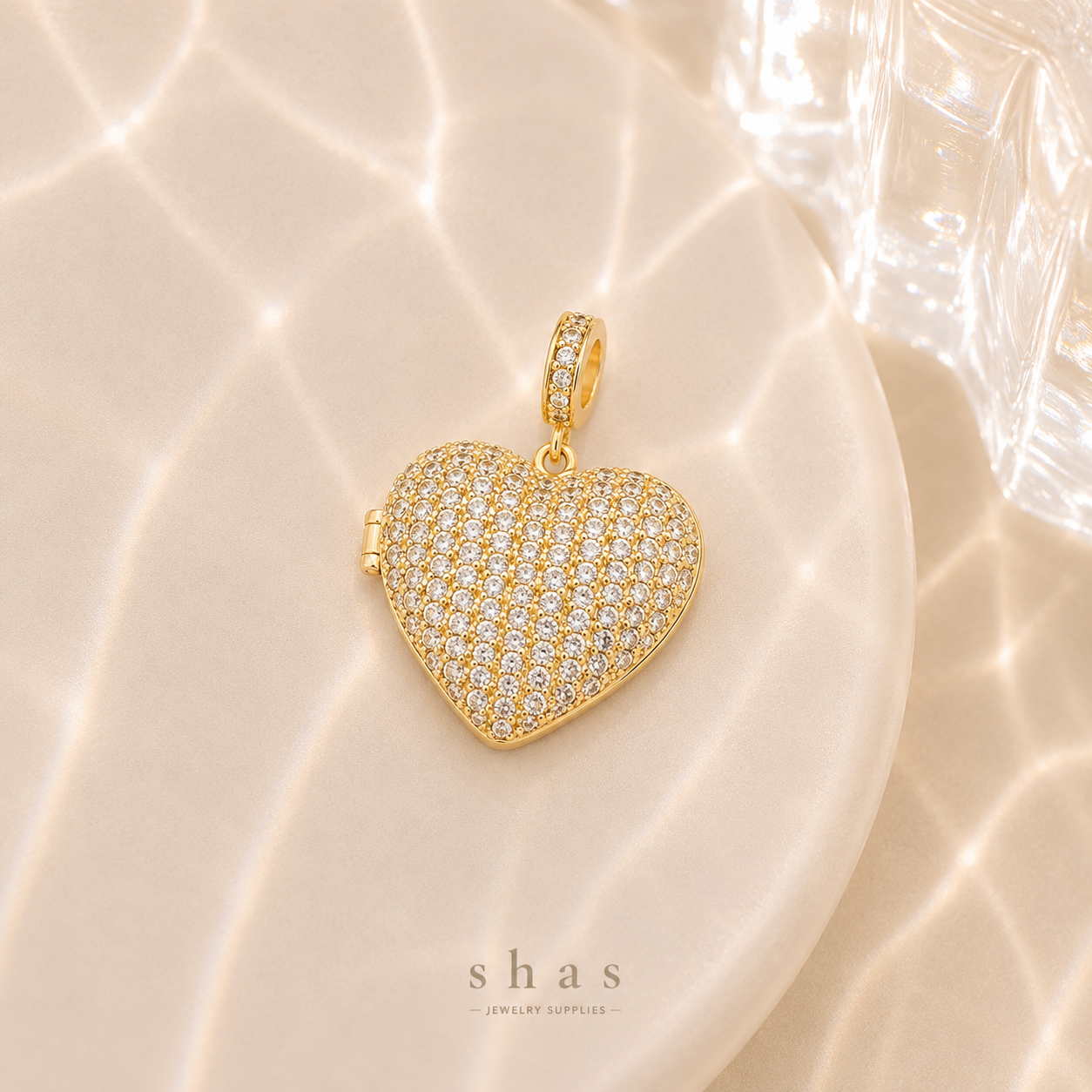 GPC16K Zircon Heart Photo Locket ( 1 PC ) 14k gold plated