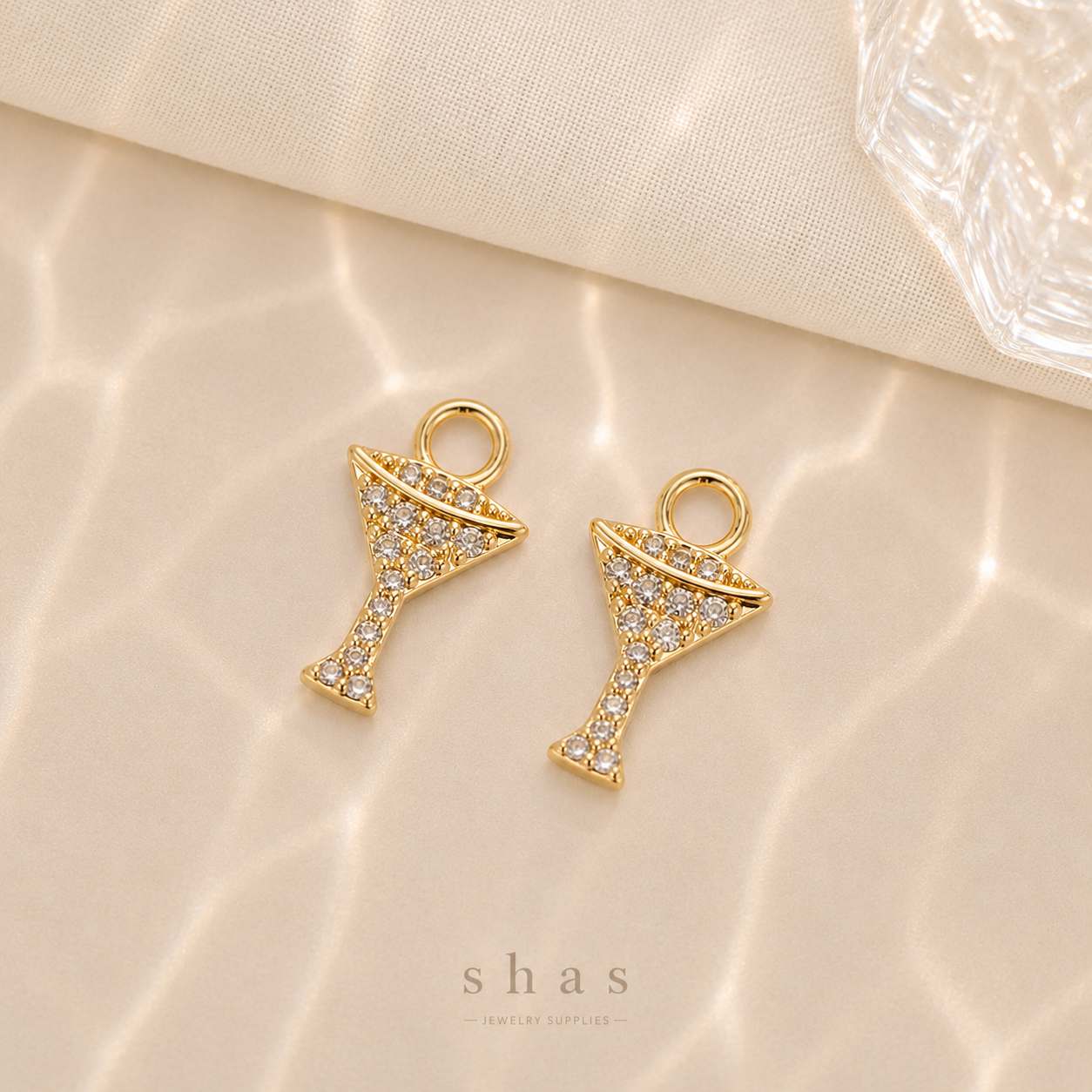 GPC16M Cocktail Zircon charm ( 1 PC ) 14k gold plated