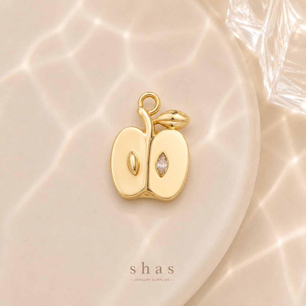 GPC16N Apple Zircon charm ( 1 PC ) 14k gold plated