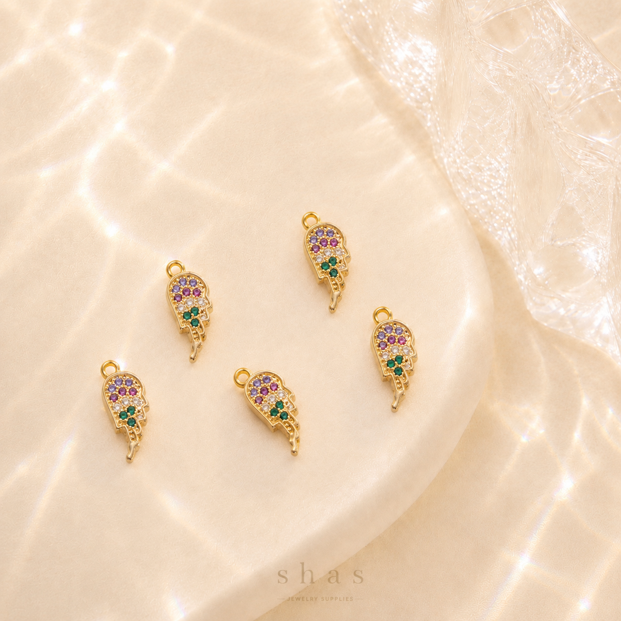 GPC16Q Wings Multicolour Zircon charm ( 1 PC )