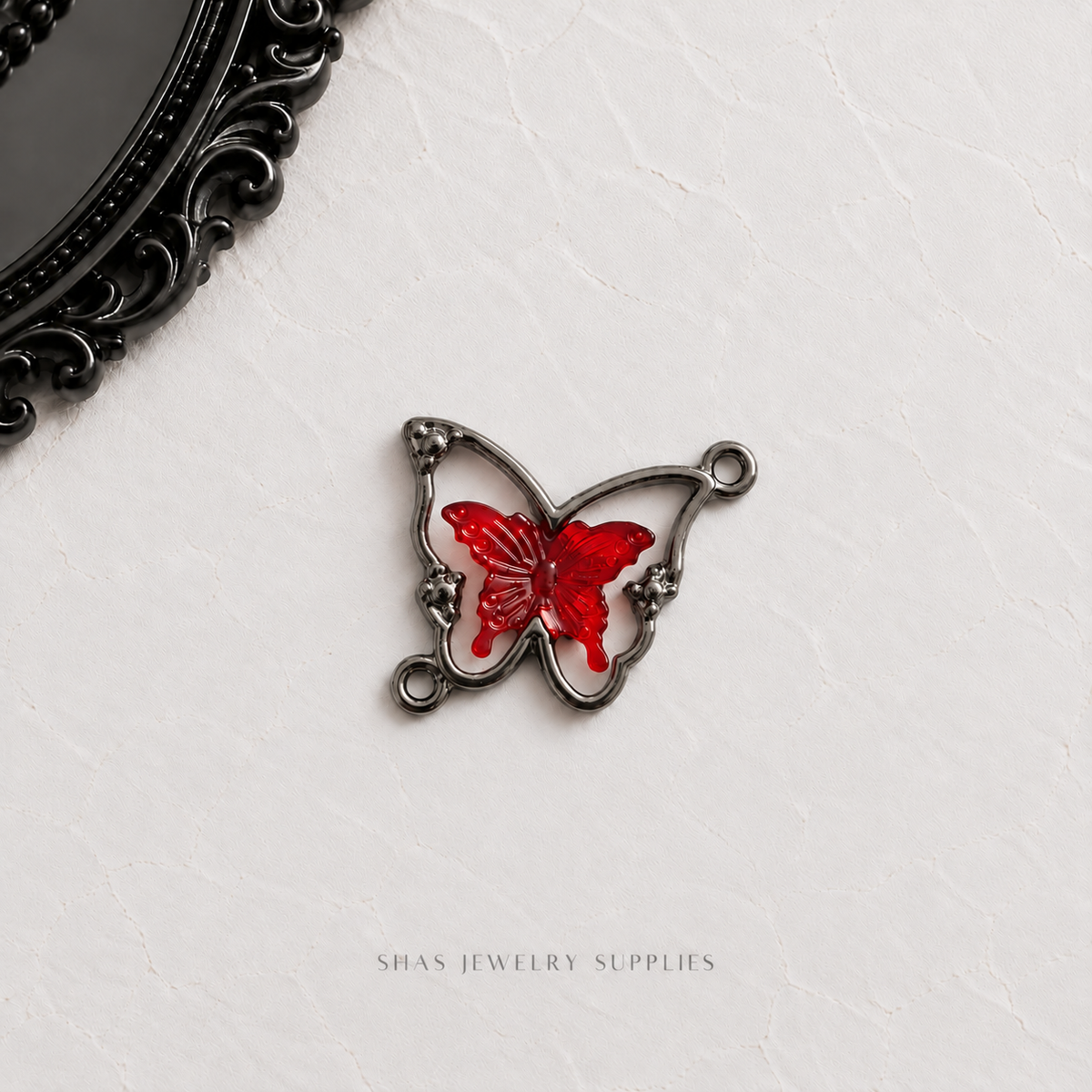 AC02X Red Butterfly Connector Gothic Charm ( 1 pc ) High Quality Alloy
