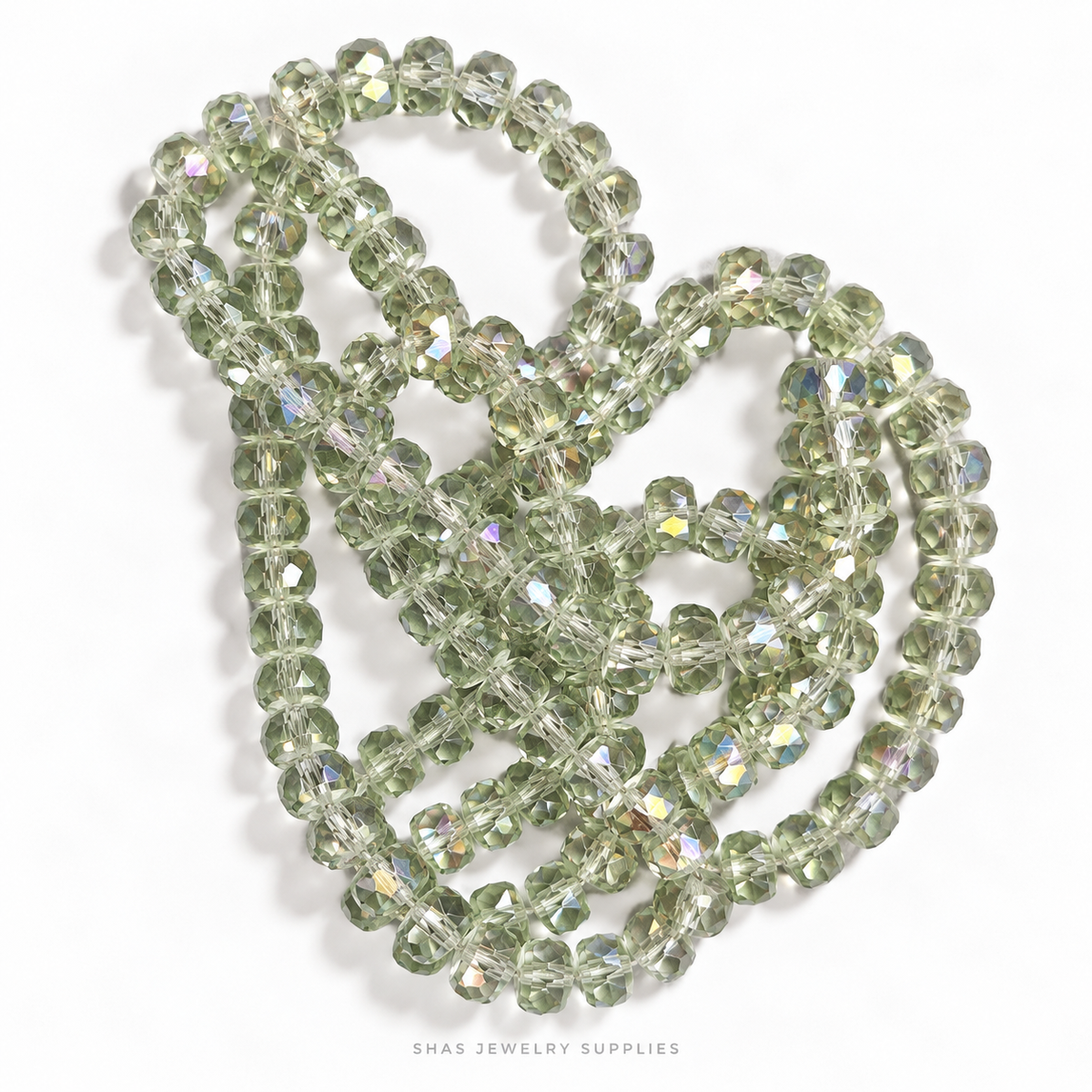 GB69D Iridescent Spring Green Crystal Beads ( 1 pc ) AAA Quality