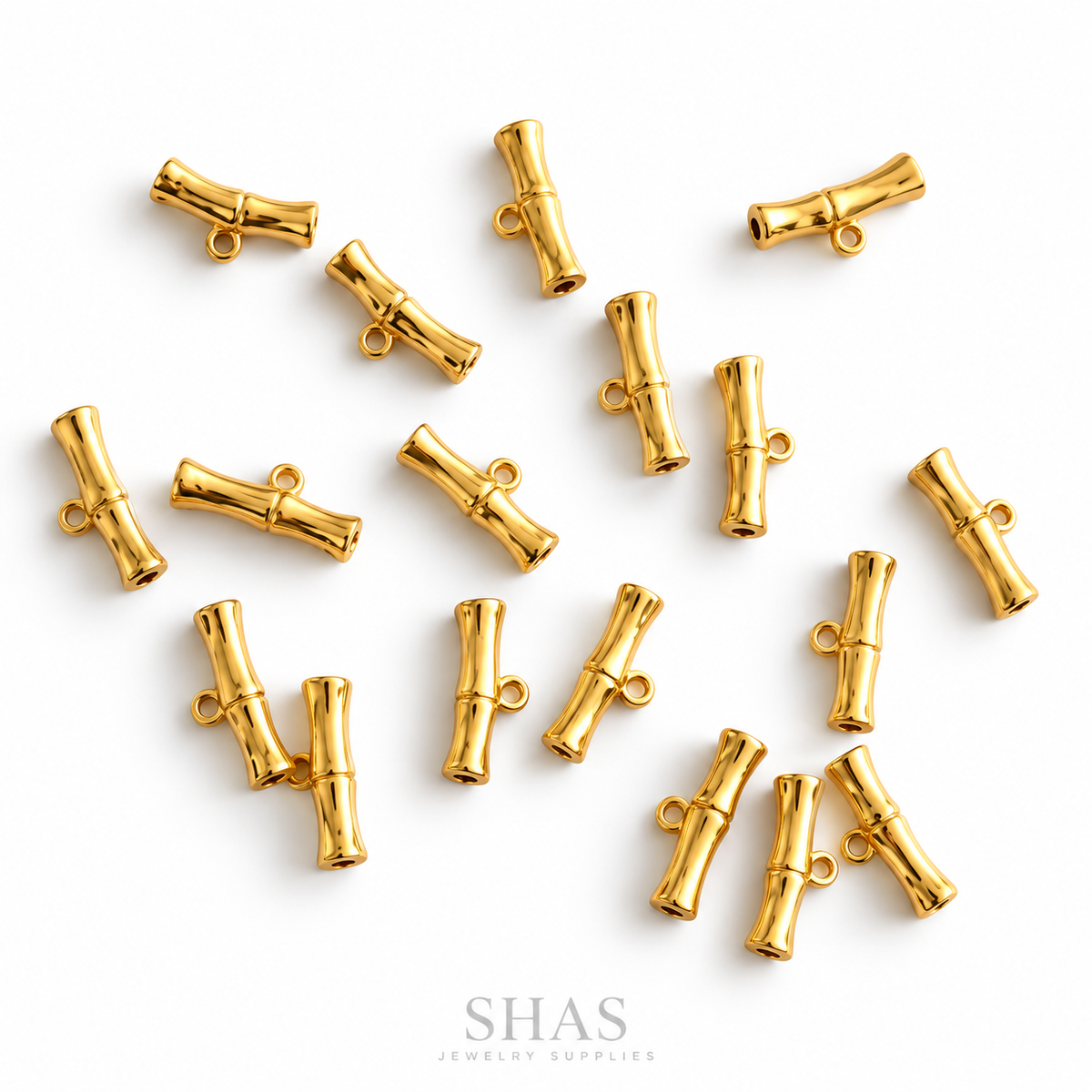 GSB10 Bamboo Spacer Bead with Loop 18K Gold ( 1 pc )