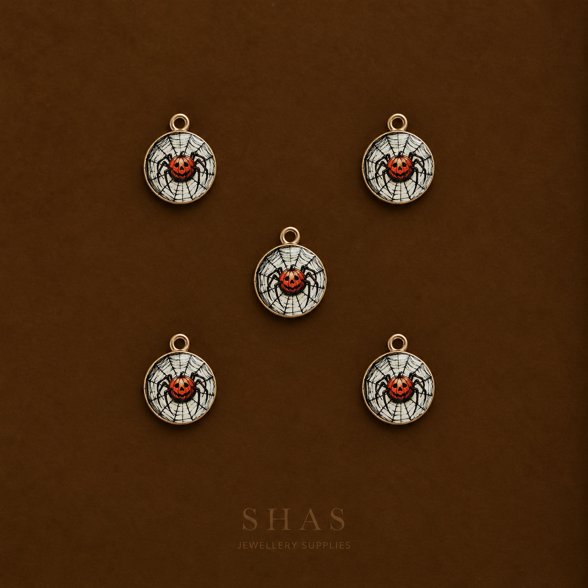 APC02L Pumpkin Spider Alloy Printed Charm ( 1 PC )