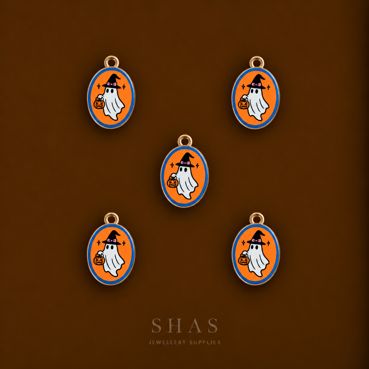 APC03A Halloween Boo Alloy Printed Charm ( 1 PC )