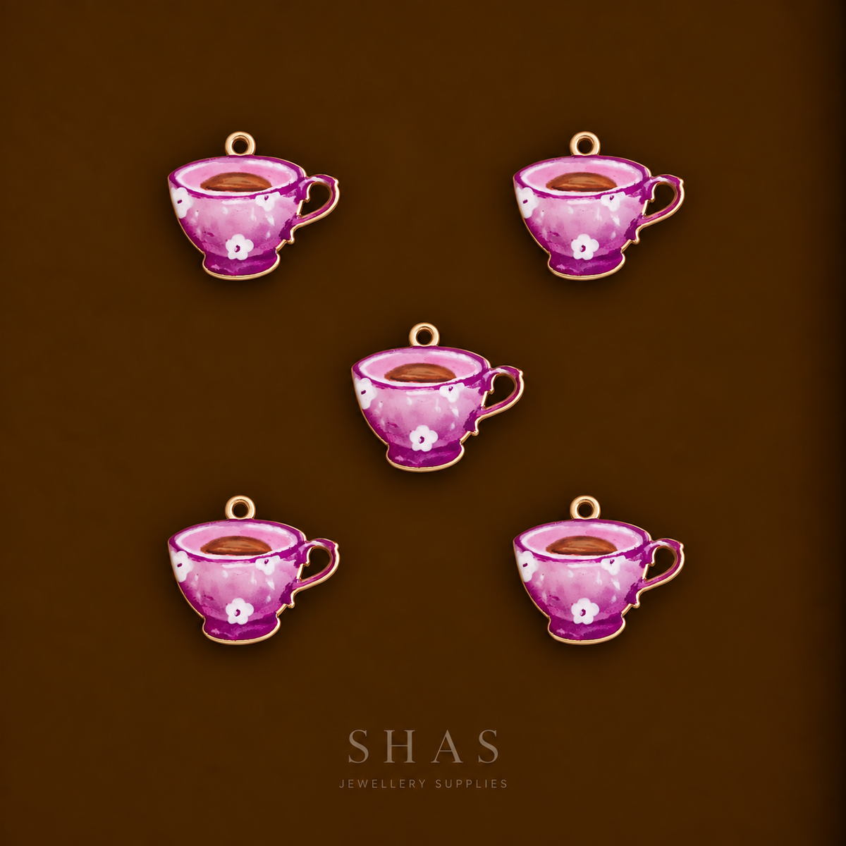 APC03D Cozy Teacup Alloy Printed Charm ( 1 PC )