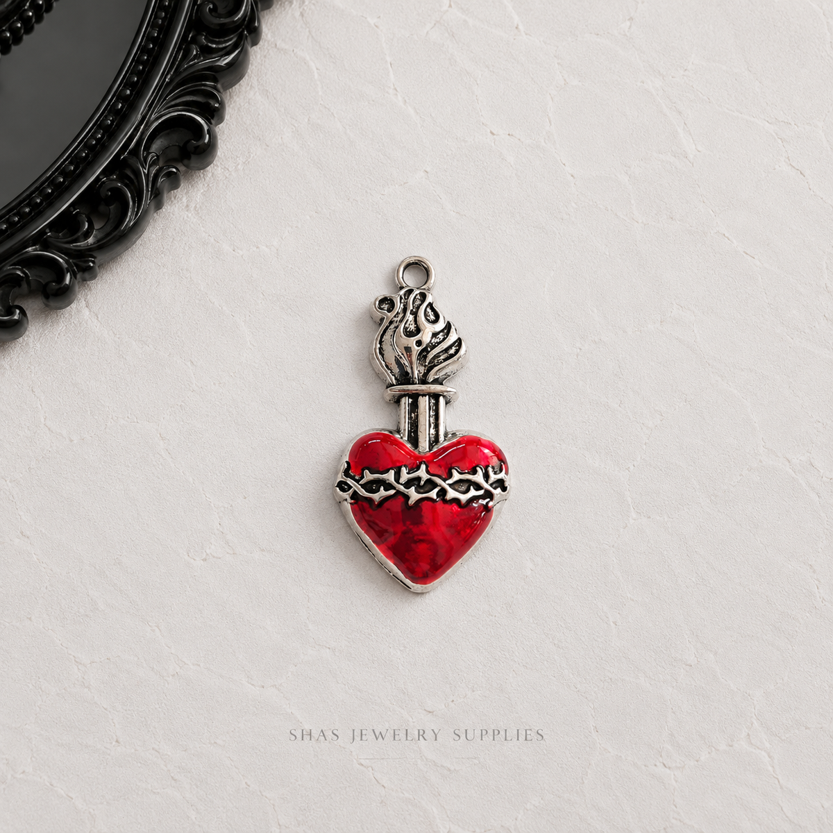 AC03D Red Heart Gothic Charm ( 1 pc ) High Quality Alloy
