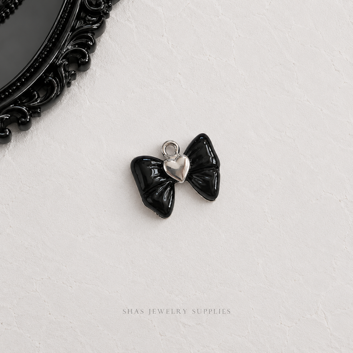 AC02W Black Bow Gothic Charm ( 1 pc ) High Quality Alloy