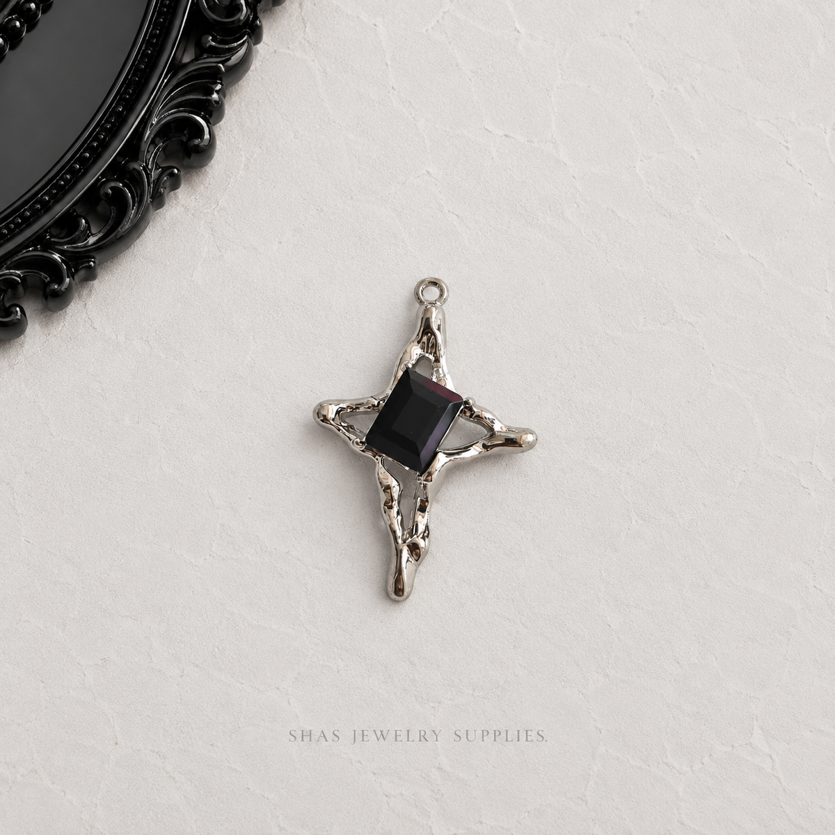 AC03C Black Star Gothic Charm ( 1 pc ) High Quality Alloy