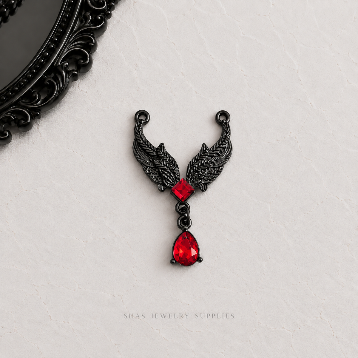 AC02T Wings with Red Hanging Gothic Charm ( 1 pc ) High Quality Alloy