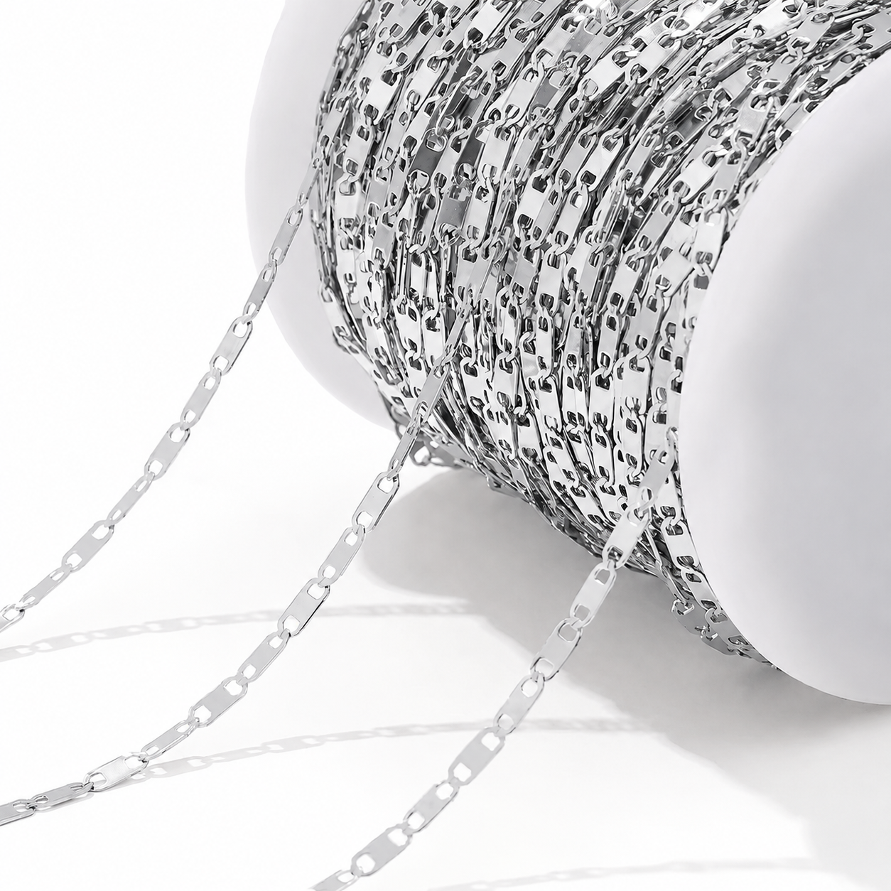 DIYS262 Flat Link Chain Silver ( 1 feet ) PVD Plated
